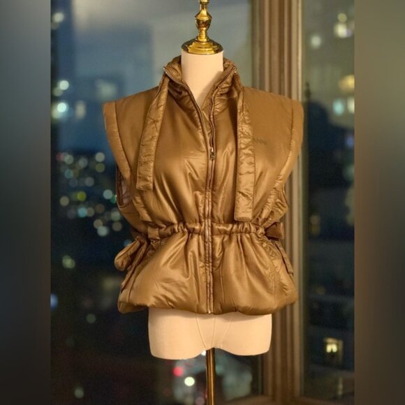 🆕 GANNI 🧿 NWOT Padded Sleeveless Jacket, Khaki Green - Sz S / M - Picture 4 of 16